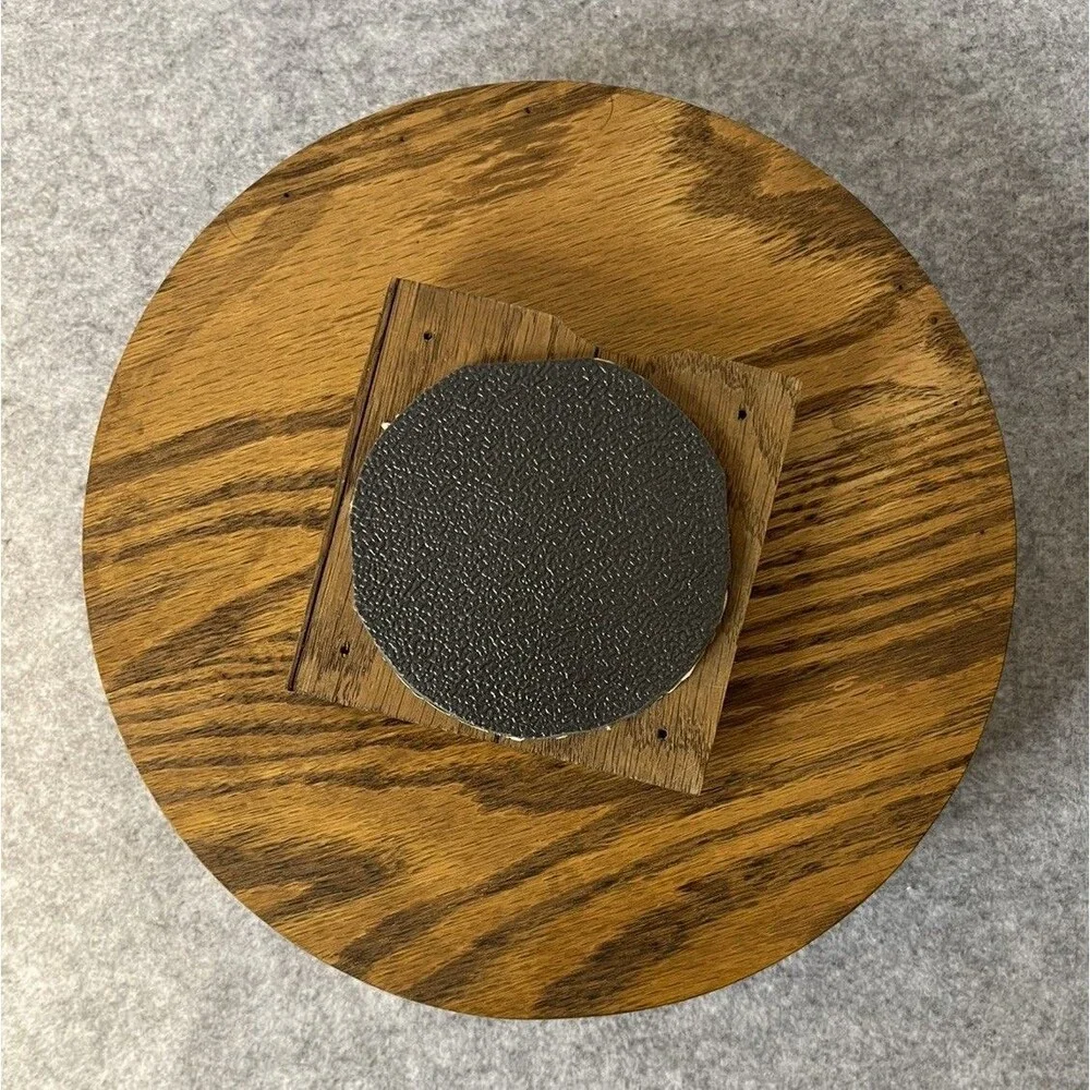 Vintage Lazy Susan Turntable Handcrafted Solid Oak 11
